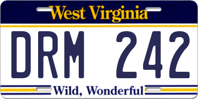 WV license plate DRM242