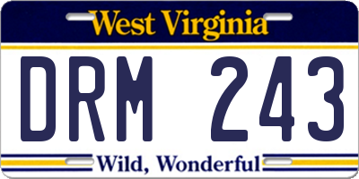WV license plate DRM243