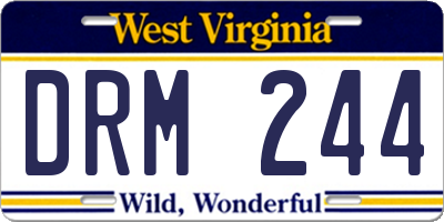 WV license plate DRM244