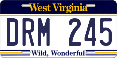 WV license plate DRM245