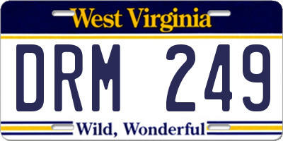 WV license plate DRM249