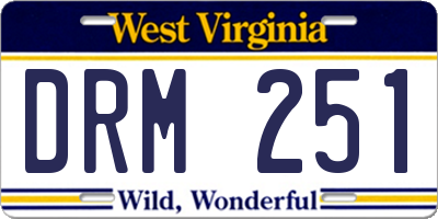 WV license plate DRM251