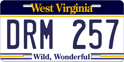 WV license plate DRM257