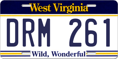 WV license plate DRM261