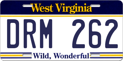 WV license plate DRM262
