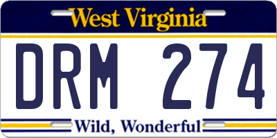WV license plate DRM274