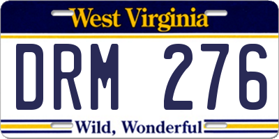 WV license plate DRM276
