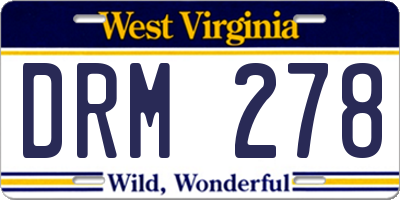 WV license plate DRM278