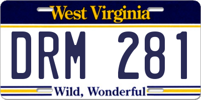 WV license plate DRM281