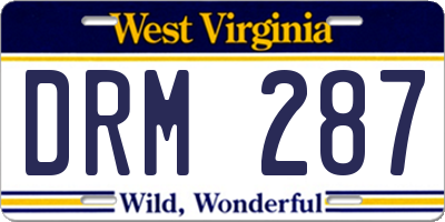 WV license plate DRM287