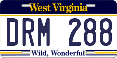 WV license plate DRM288