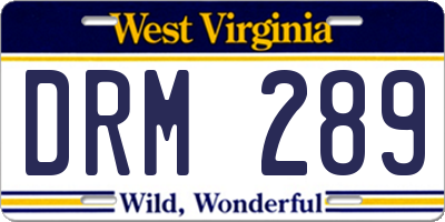 WV license plate DRM289