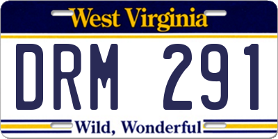 WV license plate DRM291