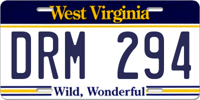 WV license plate DRM294