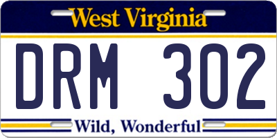 WV license plate DRM302