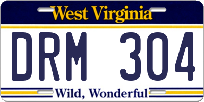 WV license plate DRM304