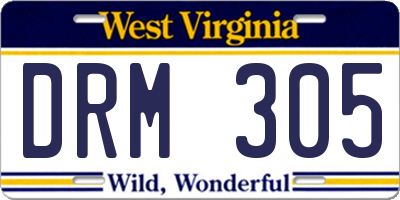 WV license plate DRM305