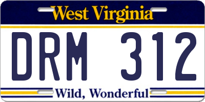 WV license plate DRM312