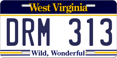 WV license plate DRM313