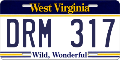 WV license plate DRM317