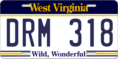 WV license plate DRM318