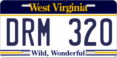 WV license plate DRM320