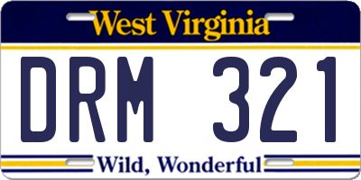 WV license plate DRM321