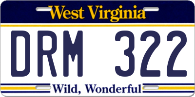 WV license plate DRM322