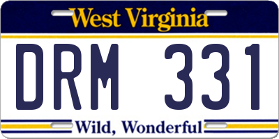 WV license plate DRM331