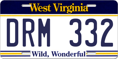 WV license plate DRM332