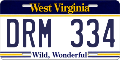 WV license plate DRM334