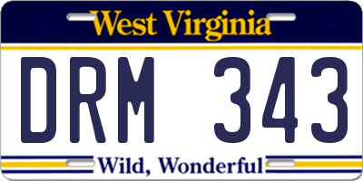 WV license plate DRM343