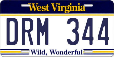 WV license plate DRM344