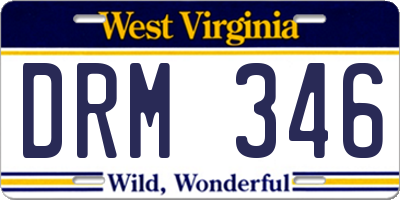 WV license plate DRM346