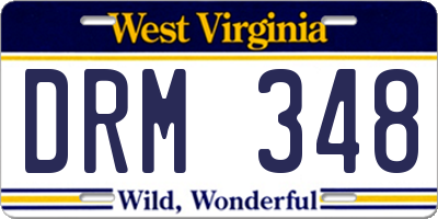 WV license plate DRM348