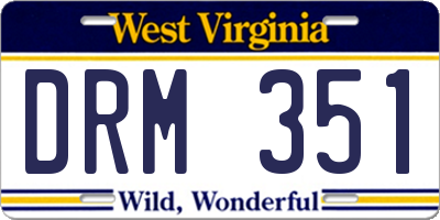 WV license plate DRM351