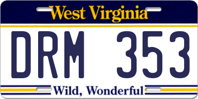 WV license plate DRM353