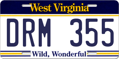 WV license plate DRM355