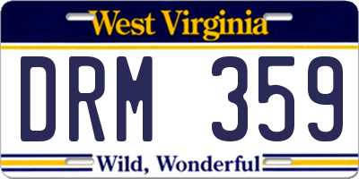 WV license plate DRM359