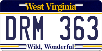WV license plate DRM363