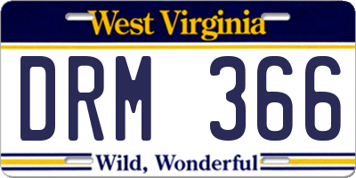 WV license plate DRM366