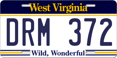 WV license plate DRM372