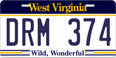 WV license plate DRM374