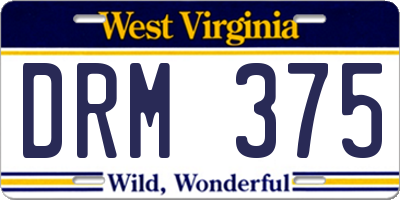 WV license plate DRM375