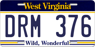 WV license plate DRM376