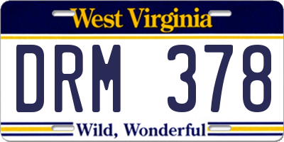 WV license plate DRM378
