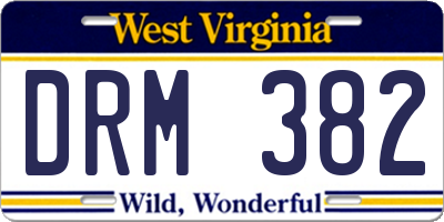WV license plate DRM382