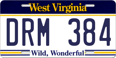 WV license plate DRM384