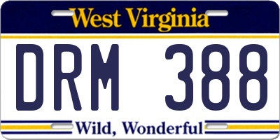 WV license plate DRM388