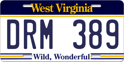 WV license plate DRM389